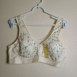 Floral Cream Sport Bra 46/105 Snap Front Button Seamless